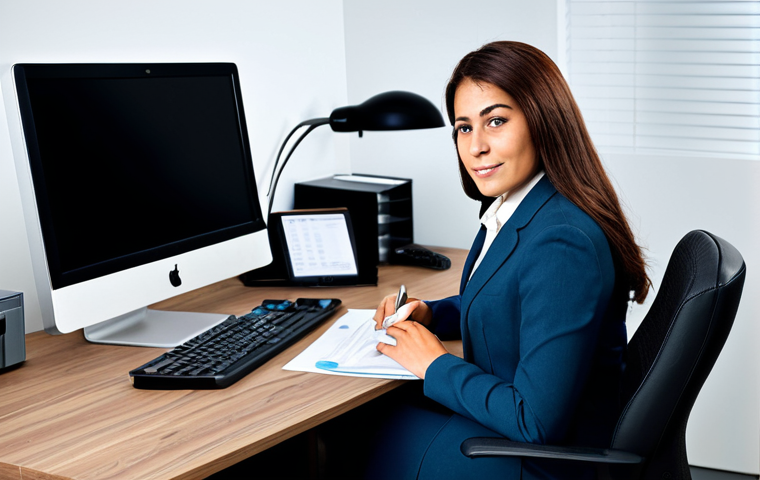 부모에게 금전적 가치에 대한 교육하기 - **Subject:** A professional female accountant in a modern office. **Clothing:** She is fully clothed...