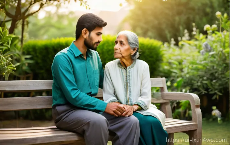 부모와의 부 대화에서의 효과적인 질문 - **Prompt:** A heartwarming scene featuring an adult daughter, in her late 20s, respectfully listenin...