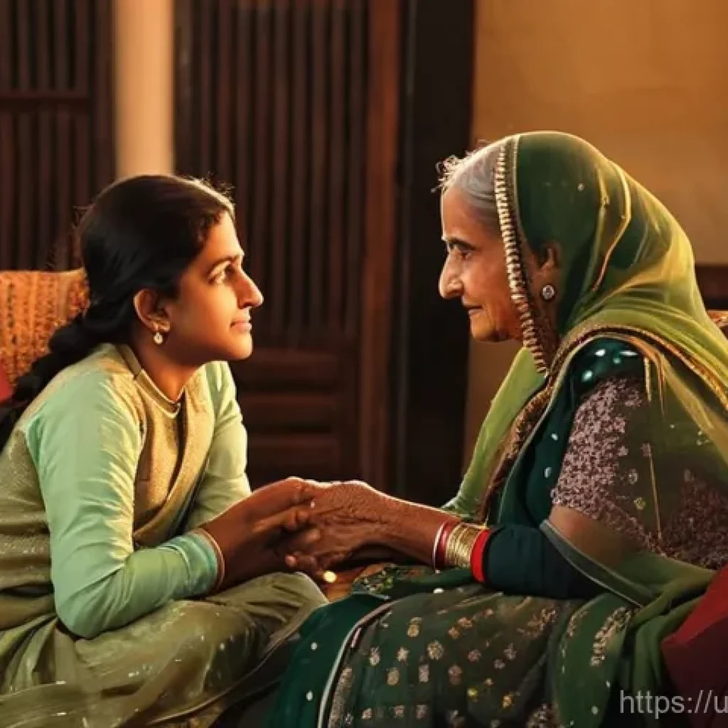 부모와의 부 대화에서의 긍정적인 경험 만들기 - **Image Prompt 1: The Embrace of Wisdom**
    A heartfelt and intimate scene unfolds in a cozy, trad...