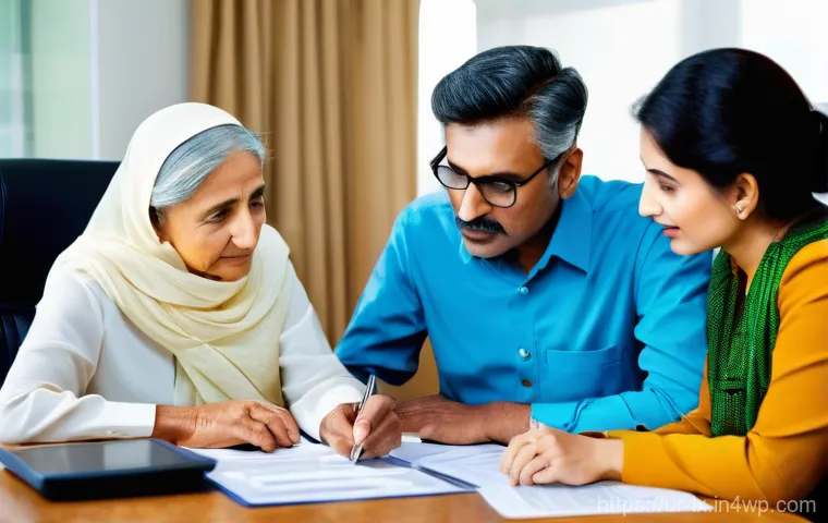 부모의 자산 포트폴리오 분석하기 - **Prompt:** A heartwarming scene inside a well-lit Pakistani home. An elderly couple, dressed in mod...