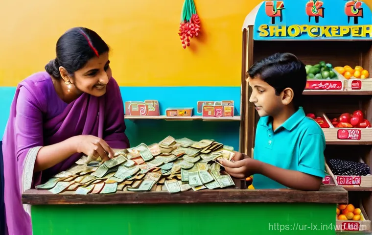 자녀와 재정적 가치 공유하기 - **Prompt:** A cheerful, bright-eyed child, approximately 7-9 years old, wearing modest, comfortable ...