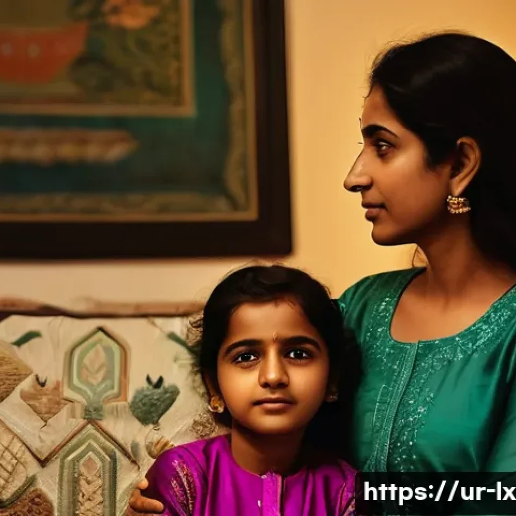 부모와 자녀 간의 대화 개선 방법 - **Prompt:** A heartwarming scene of a Pakistani mother, in her mid-30s, wearing a modest yet elegant...