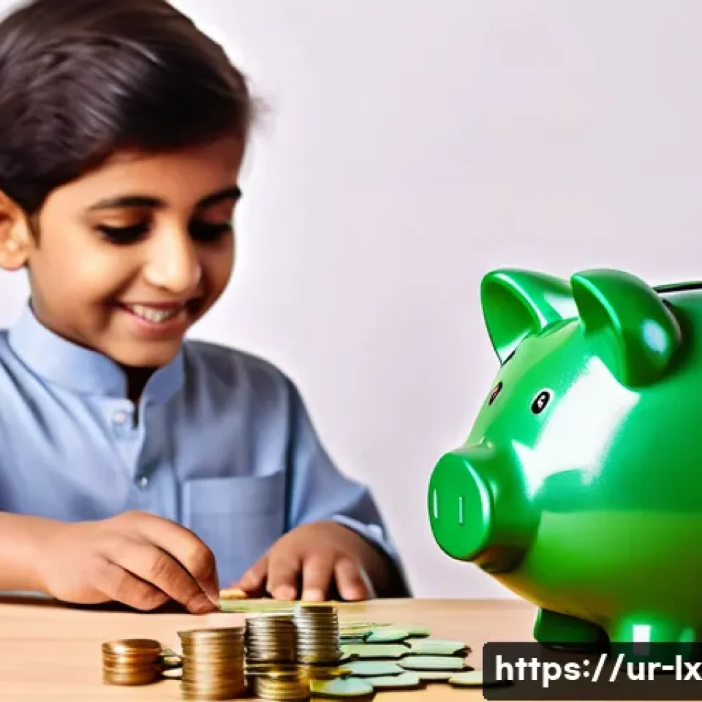 부모와 자녀 간의 재정적 이해 증진하기 - **Prompt**: "A joyful Pakistani child, approximately 7 years old, dressed in a modest shalwar kameez...