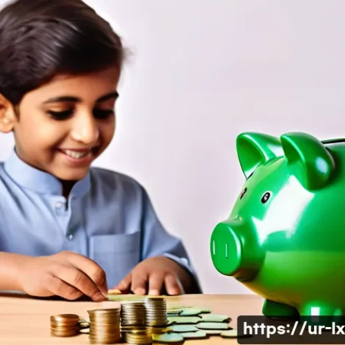 부모와 자녀 간의 재정적 이해 증진하기 - **Prompt**: "A joyful Pakistani child, approximately 7 years old, dressed in a modest shalwar kameez...