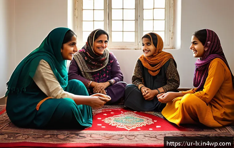 부모와의 대화에서 상호 이해 증진하기 - A warm family scene in a traditional Pakistani home where parents attentively listen to their childr...